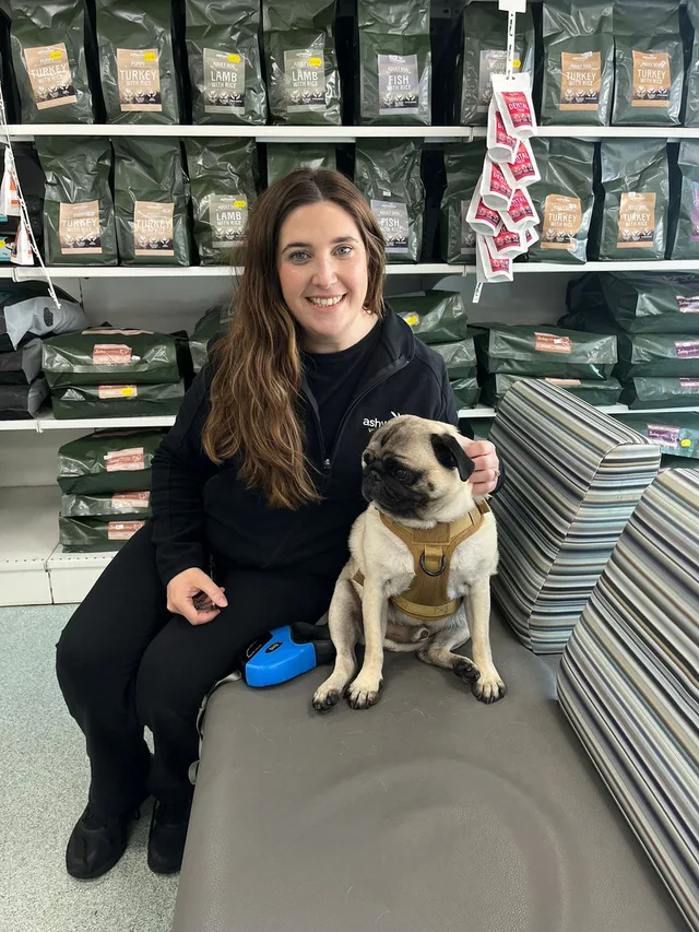 Woman with a pug